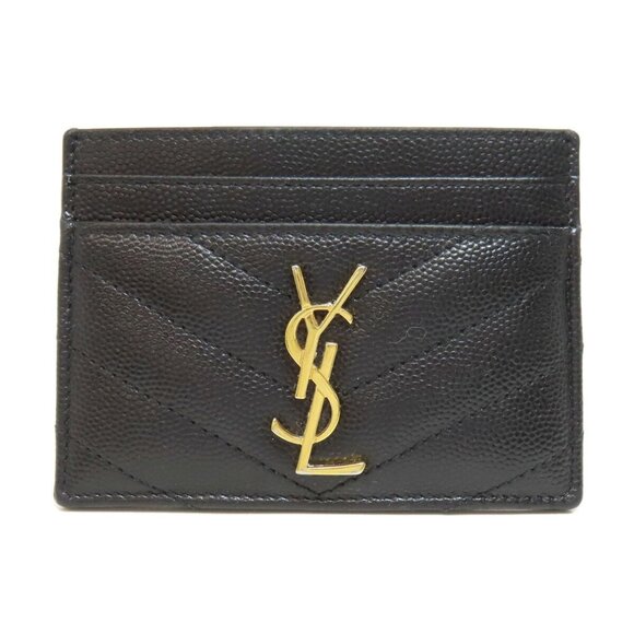 YVES SAINT LAURENT Black Leather Card Holder - Picture 1 of 11
